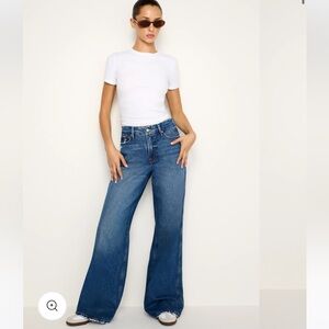 Wide Leg High-Rise Blue Jeans - Women